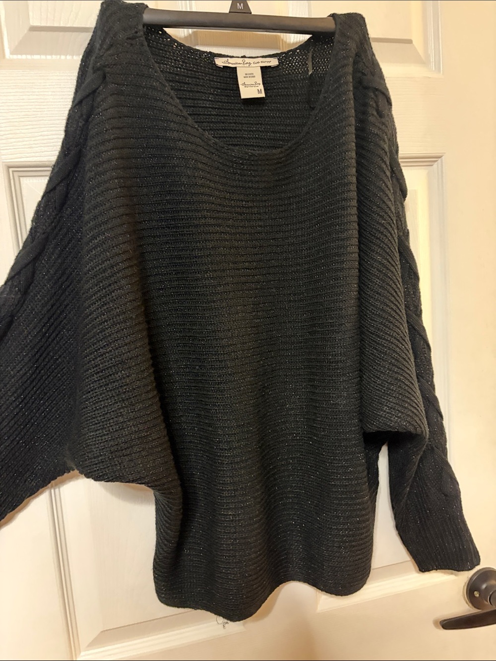 American Rag Black Metallic Scoop Neck Sweater